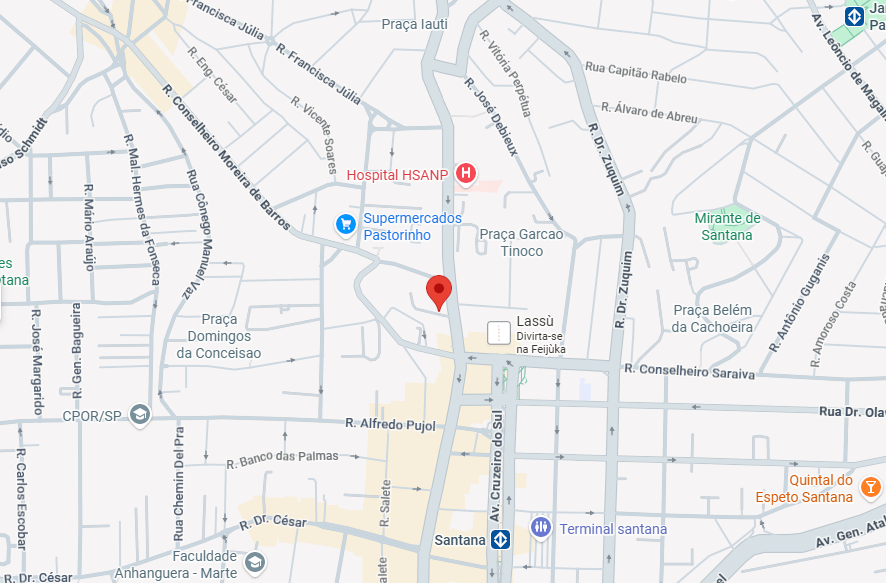 Mapa de localização do consultório - Rua Voluntários da Pátria, 2525, Santana - São Paulo - SP